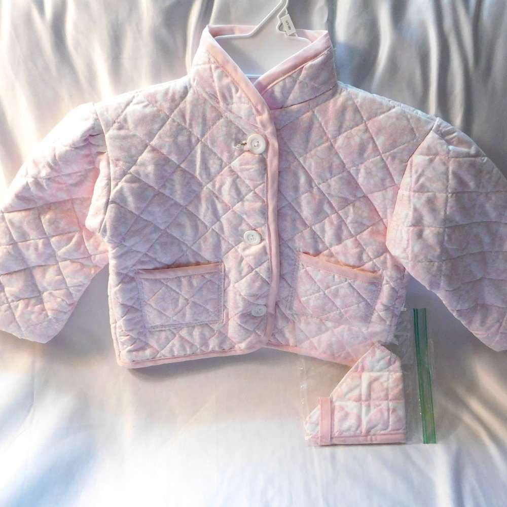 Grannie Annie Floral Pink Handmade Quilted Jacket Girl's XS 12-18 Months